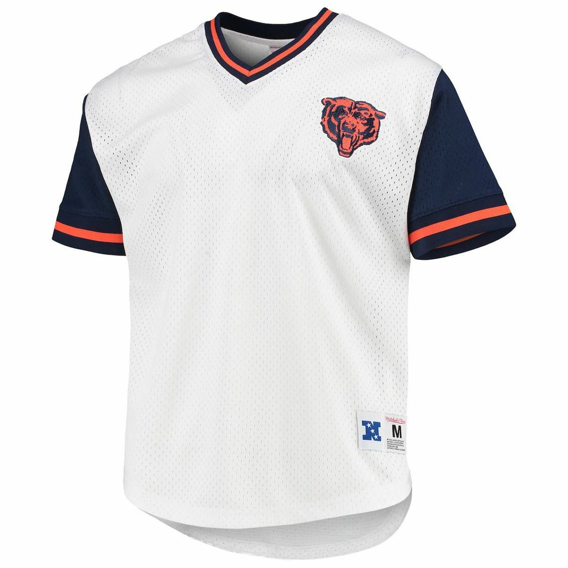Mitchell & Ness Men's White Chicago Bears Fashion Mesh V-Neck T-Shirt 5 Mitchell & Ness Men's White Chicago Bears Fashion Mesh V-Neck T-Shirt - Image 3