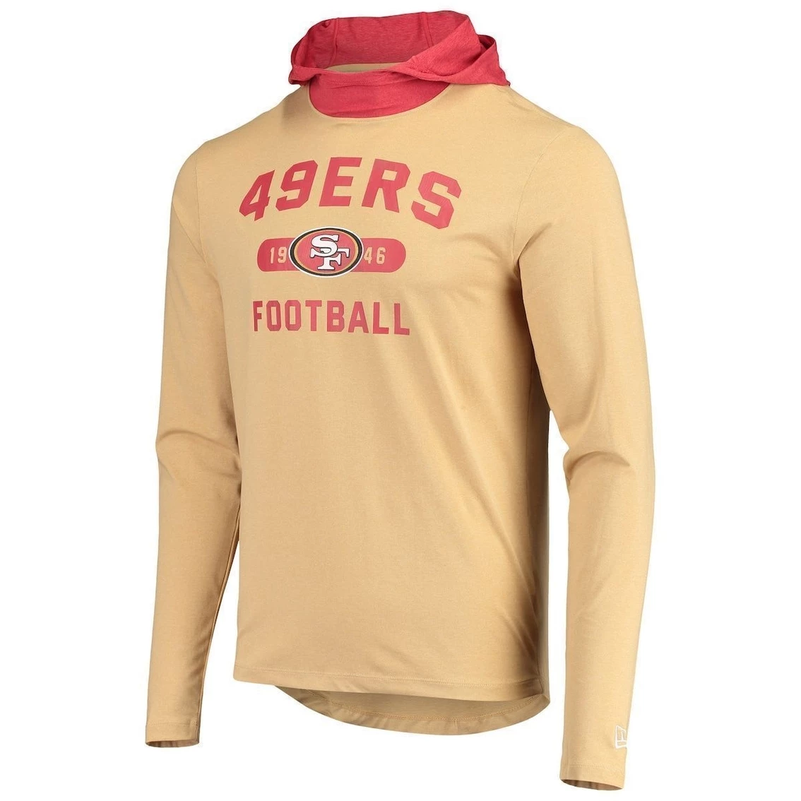 New Era Men's Gold/Scarlet San Francisco 49ers Active Block Hoodie Long Sleeve T-Shirt 5 New Era Men's Gold/Scarlet San Francisco 49ers Active Block Hoodie Long Sleeve T-Shirt - Image 3