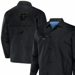 Staple Men's NFL X Black Tennessee Titans Coaches Full-Snap Jacket