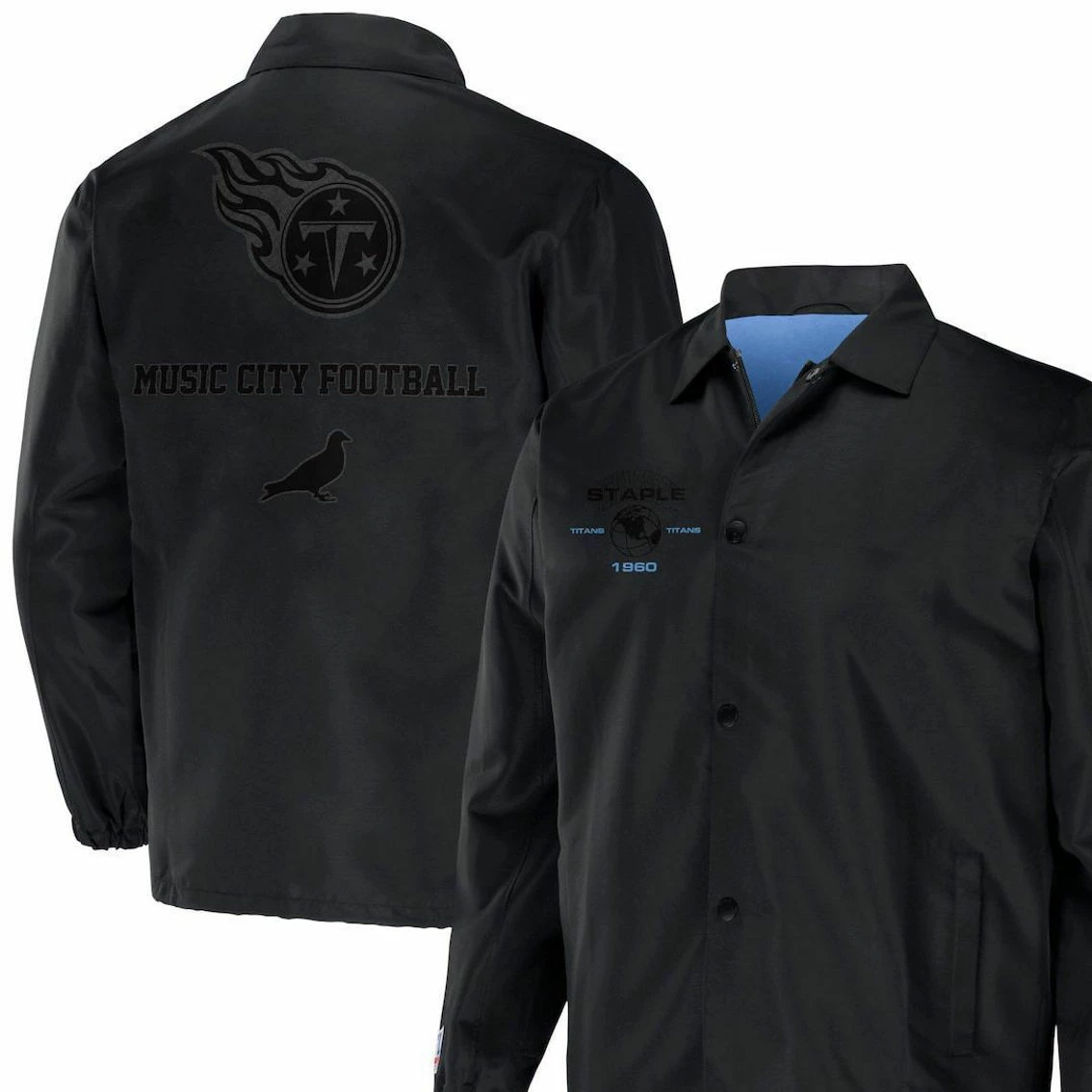 Staple Men's NFL X Black Tennessee Titans Coaches Full-Snap Jacket 3 Staple Men's NFL X Black Tennessee Titans Coaches Full-Snap Jacket