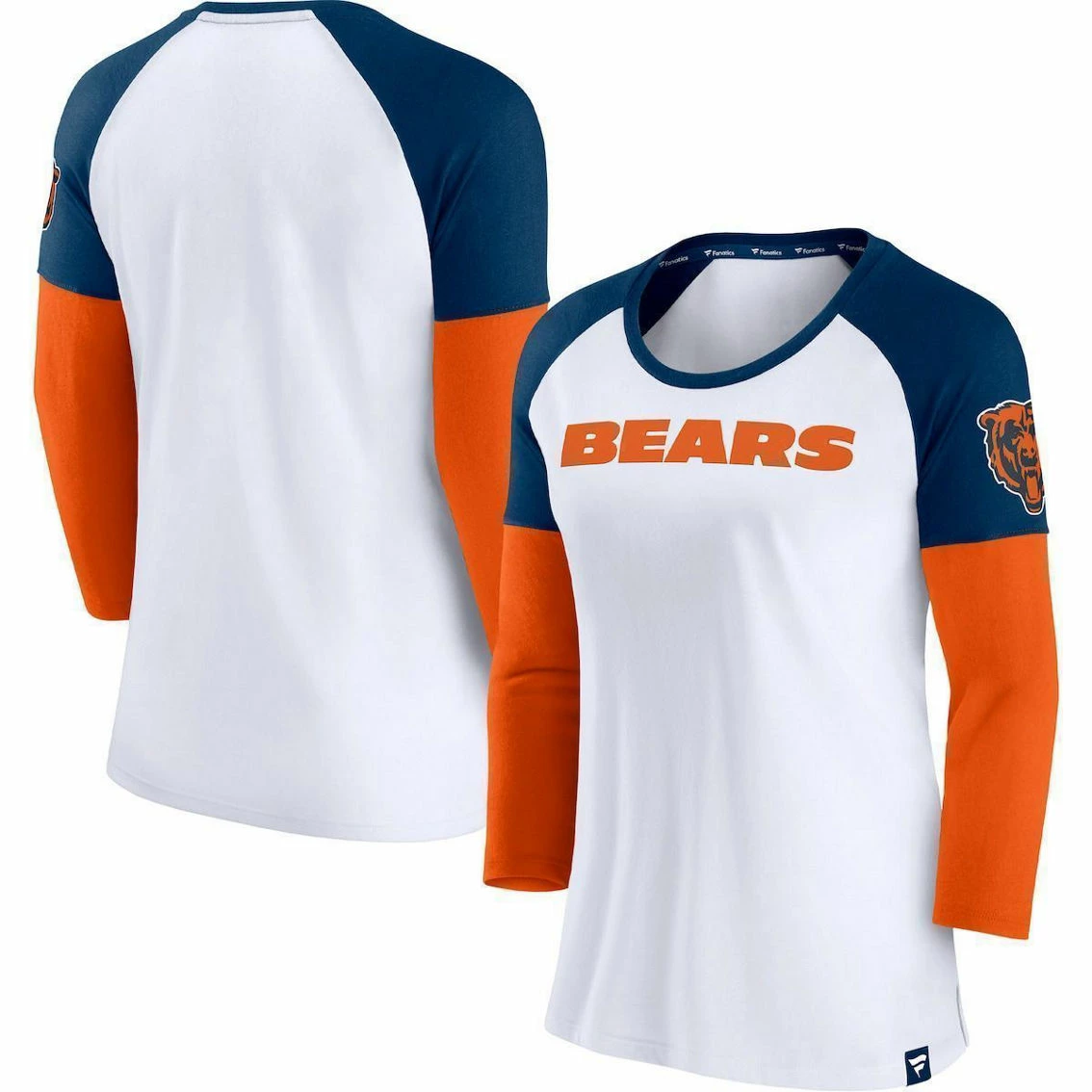 Fanatics Branded Women's White/Navy Chicago Bears Durable Raglan 3/4-Sleeve T-Shirt 3 Fanatics Branded Women's White/Navy Chicago Bears Durable Raglan 3/4-Sleeve T-Shirt