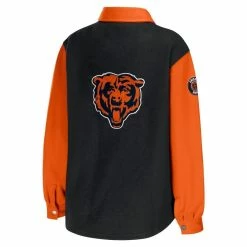 WEAR By Erin Andrews Women's Black Chicago Bears Snap-Up Shirt Jacket -Fanatics DSCO1148322340 1007 ALT3