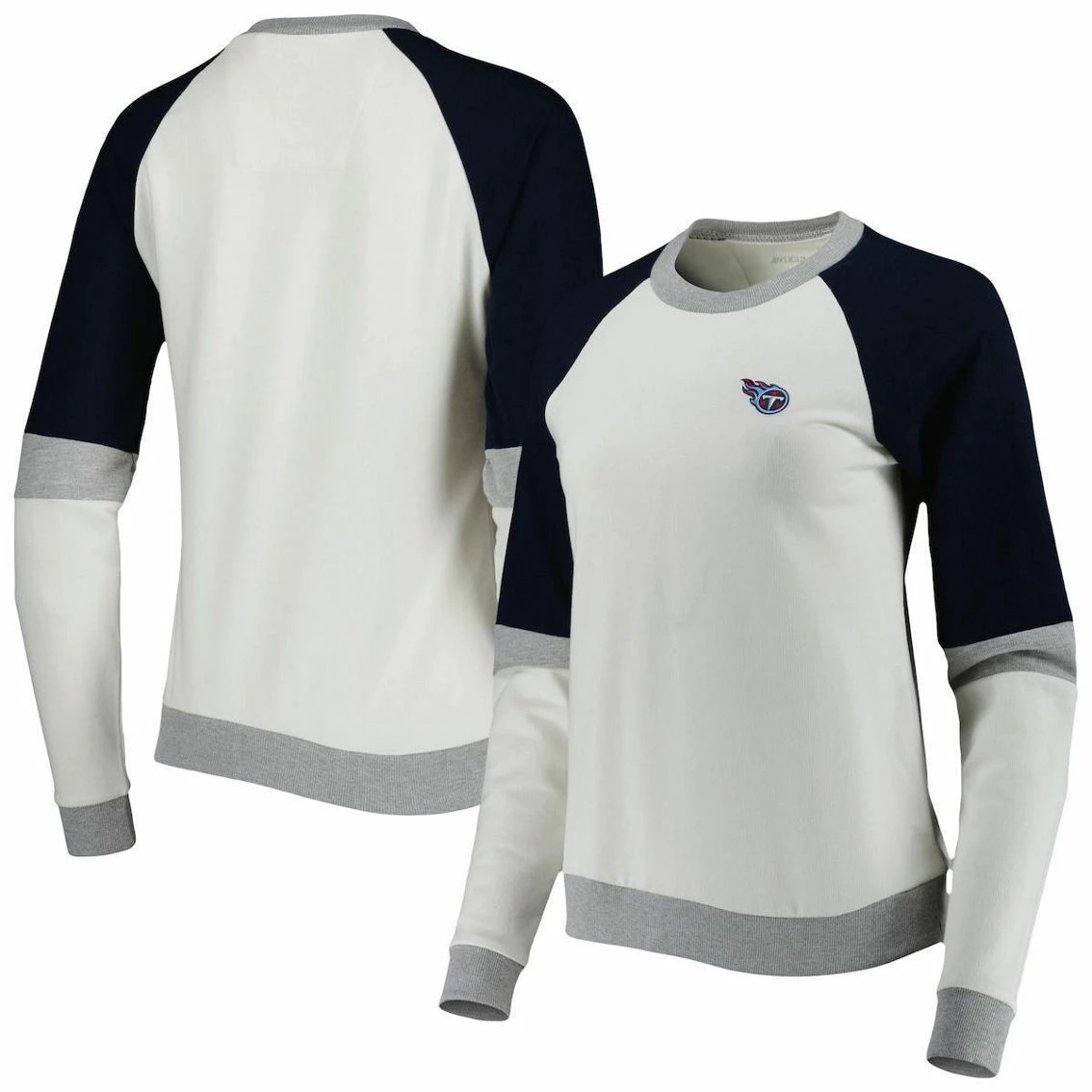 Antigua Women's Cream/Navy Tennessee Titans Avenue Raglan Pullover Sweatshirt 4 Antigua Women's Cream/Navy Tennessee Titans Avenue Raglan Pullover Sweatshirt - Image 2