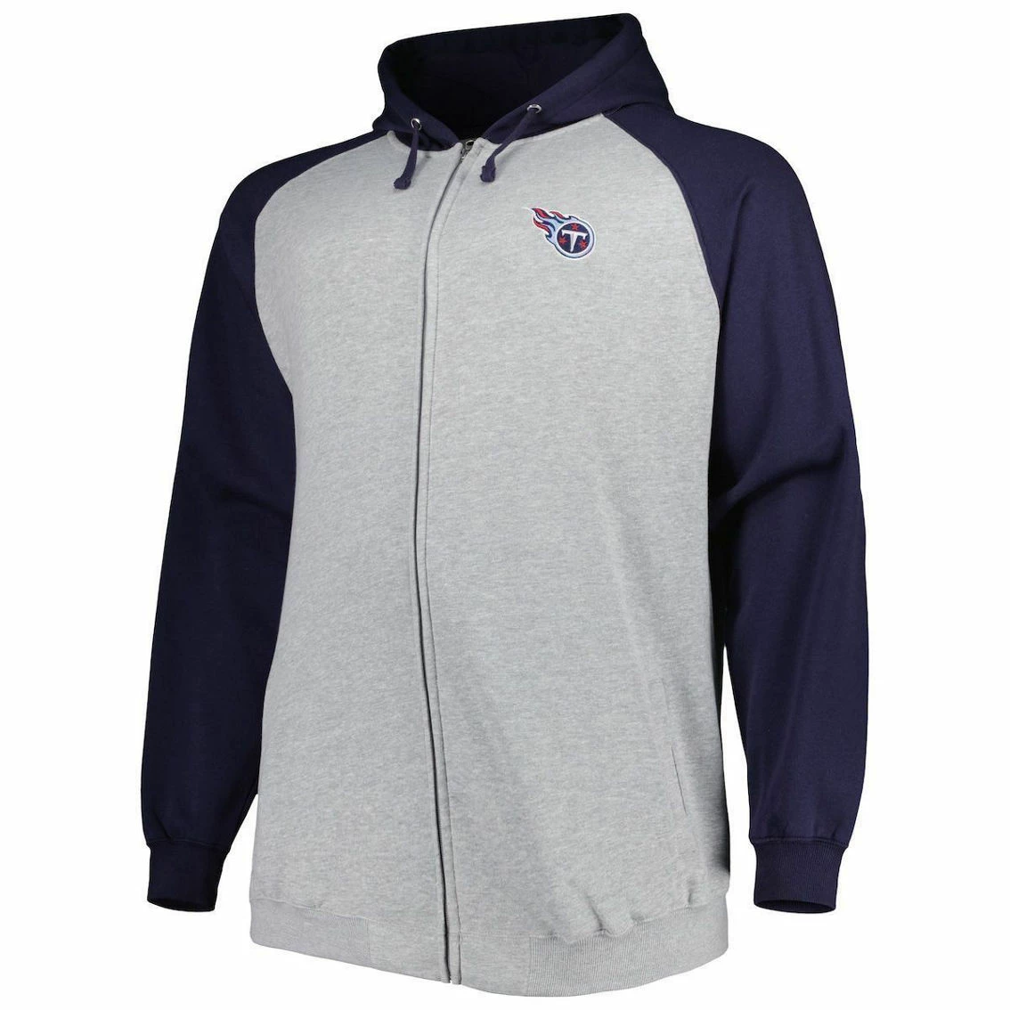 Profile Men's Heather Gray Tennessee Titans Big & Tall Fleece Raglan Full-Zip Hoodie Jacket 5 Profile Men's Heather Gray Tennessee Titans Big & Tall Fleece Raglan Full-Zip Hoodie Jacket - Image 3