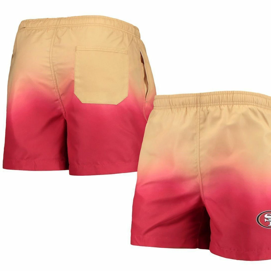FOCO Men's Red/ San Francisco 49ers Dip-Dye Swim Shorts 3 FOCO Men's Red/ San Francisco 49ers Dip-Dye Swim Shorts