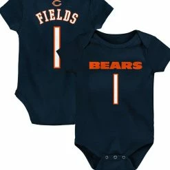 Outerstuff Newborn & Infant Justin Fields Navy Chicago Bears Mainliner Player Name & Number Bodysuit