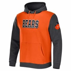 NFL X Darius Rucker Collection By Fanatics Men's Orange/Heather Charcoal Chicago Bears Colorblock Pullover Hoodie -Fanatics DSCO1148325757 2294 ALT2