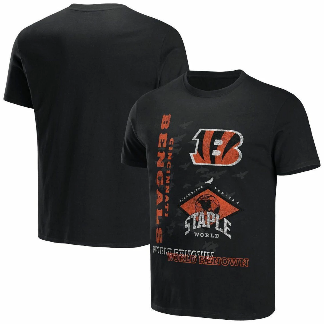 Men's NFL X Staple Black Cincinnati Bengals World Renowned T-Shirt 4 Men's NFL X Staple Black Cincinnati Bengals World Renowned T-Shirt - Image 2