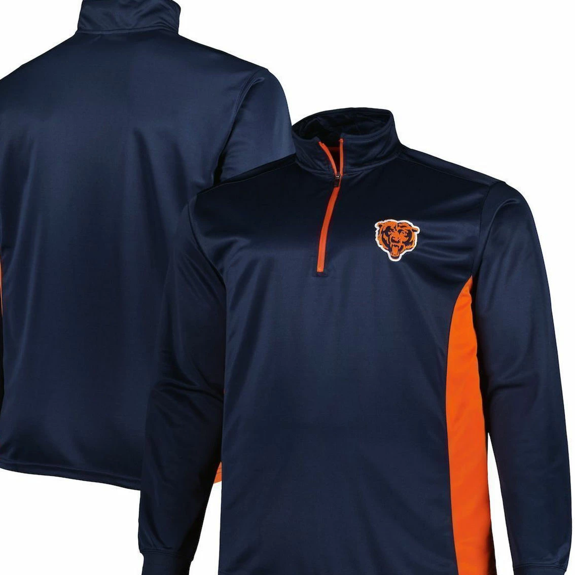 Profile Men's Navy Chicago Bears Big & Tall Quarter-Zip Top 2 Profile Men's Navy Chicago Bears Big & Tall Quarter-Zip Top