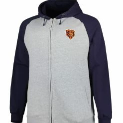 Profile Men's Heather Gray Chicago Bears Big & Tall Fleece Raglan Full-Zip Hoodie Jacket -Fanatics DSCO1149277550 1927 ALT2