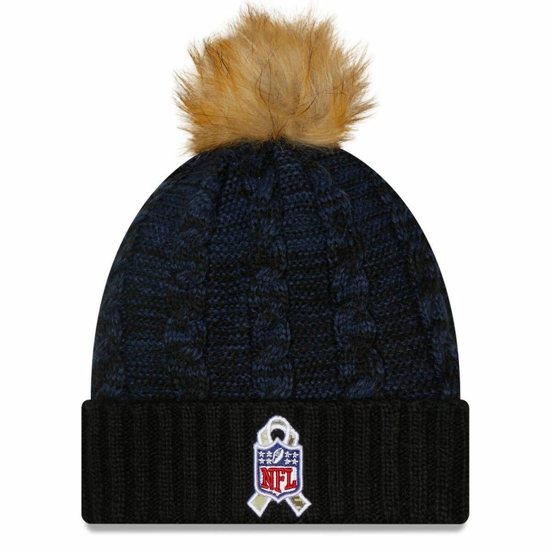 New Era Women's Black/Navy Tennessee Titans 2022 Salute To Service Pom Knit Hat 5 New Era Women's Black/Navy Tennessee Titans 2022 Salute To Service Pom Knit Hat - Image 3