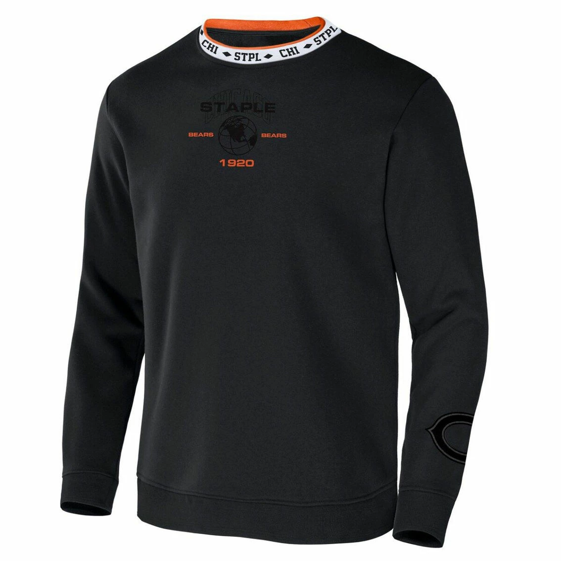 Staple Men's NFL X Black Chicago Bears Globe Crewneck Pullover 5 Staple Men's NFL X Black Chicago Bears Globe Crewneck Pullover - Image 3
