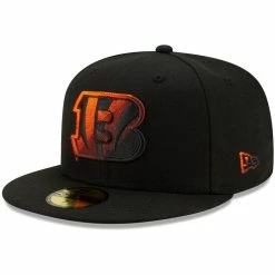 New Era Men's Black Cincinnati Bengals Logo Color Dim 59FIFTY Fitted Hat