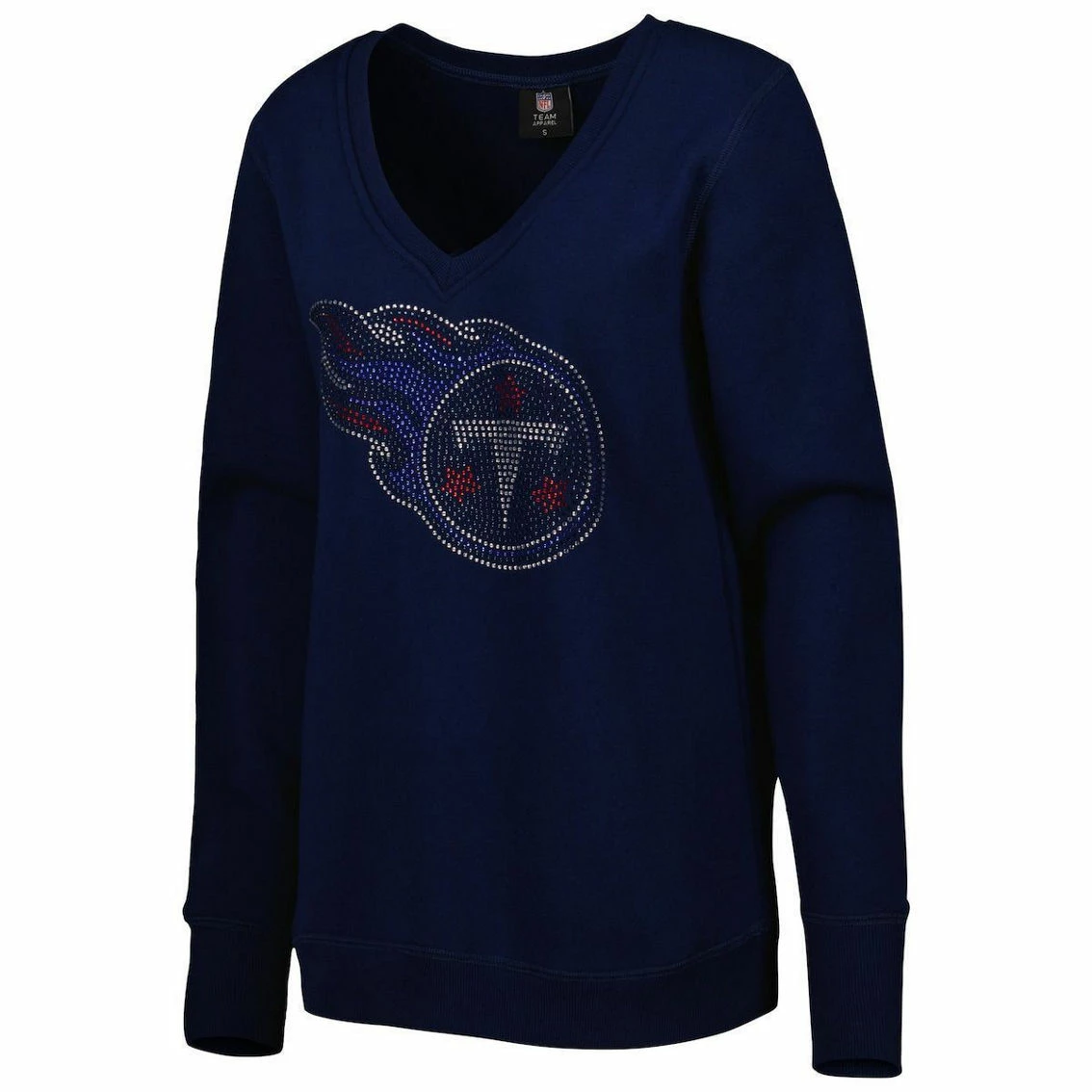 Cuce Women's Navy Tennessee Titans Deep V-Neck Pullover Sweatshirt 5 Cuce Women's Navy Tennessee Titans Deep V-Neck Pullover Sweatshirt - Image 3