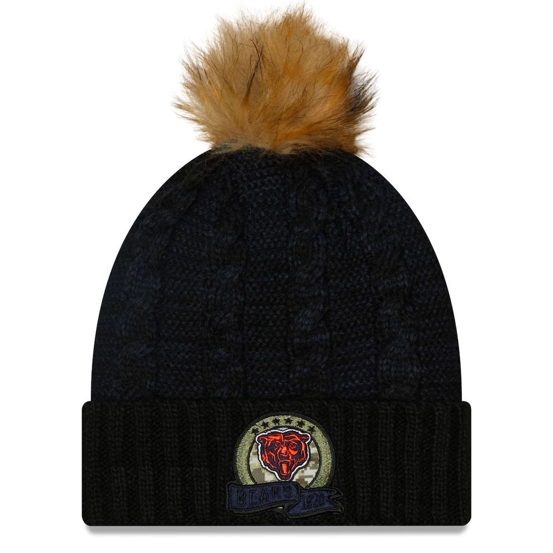 Women's New Era Black/Navy Chicago Bears 2022 Salute To Service Pom Knit Hat 3 Women's New Era Black/Navy Chicago Bears 2022 Salute To Service Pom Knit Hat