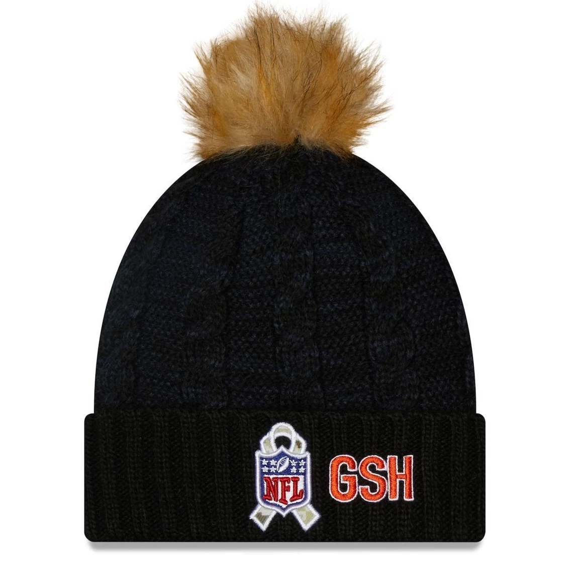 Women's New Era Black/Navy Chicago Bears 2022 Salute To Service Pom Knit Hat 5 Women's New Era Black/Navy Chicago Bears 2022 Salute To Service Pom Knit Hat - Image 3