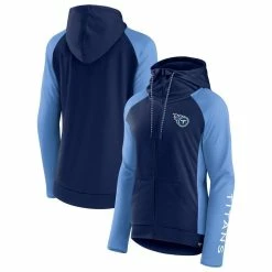 Fanatics Branded Women's Navy/Light Blue Tennessee Titans End Around Raglan Full-Zip Hoodie
