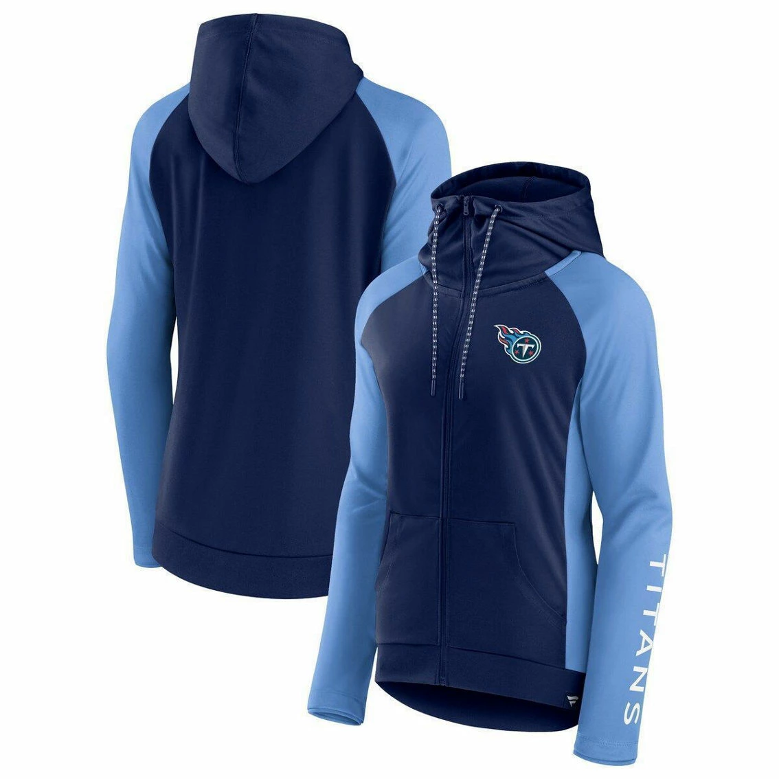 Fanatics Branded Women's Navy/Light Blue Tennessee Titans End Around Raglan Full-Zip Hoodie 3 Fanatics Branded Women's Navy/Light Blue Tennessee Titans End Around Raglan Full-Zip Hoodie