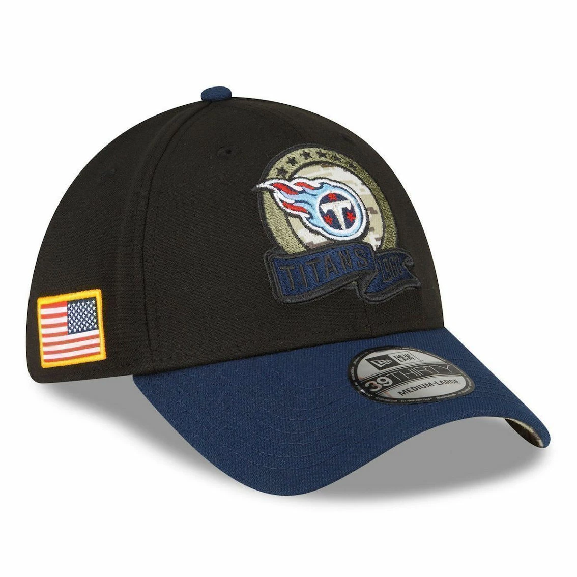 New Era Men's Black/Navy Tennessee Titans 2022 Salute To Service 39THIRTY Flex Hat 4 New Era Men's Black/Navy Tennessee Titans 2022 Salute To Service 39THIRTY Flex Hat - Image 2