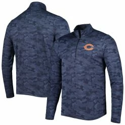 Antigua Men's Navy Chicago Bears Brigade Quarter-Zip Sweatshirt