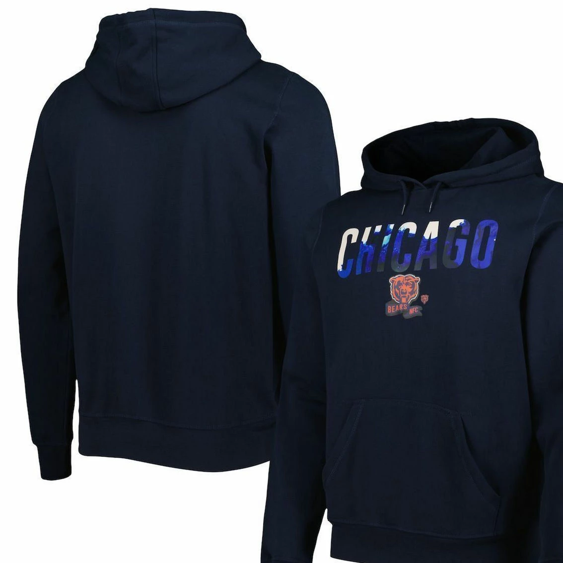 New Era Men's Navy Chicago Bears Ink Dye Pullover Hoodie 3 New Era Men's Navy Chicago Bears Ink Dye Pullover Hoodie