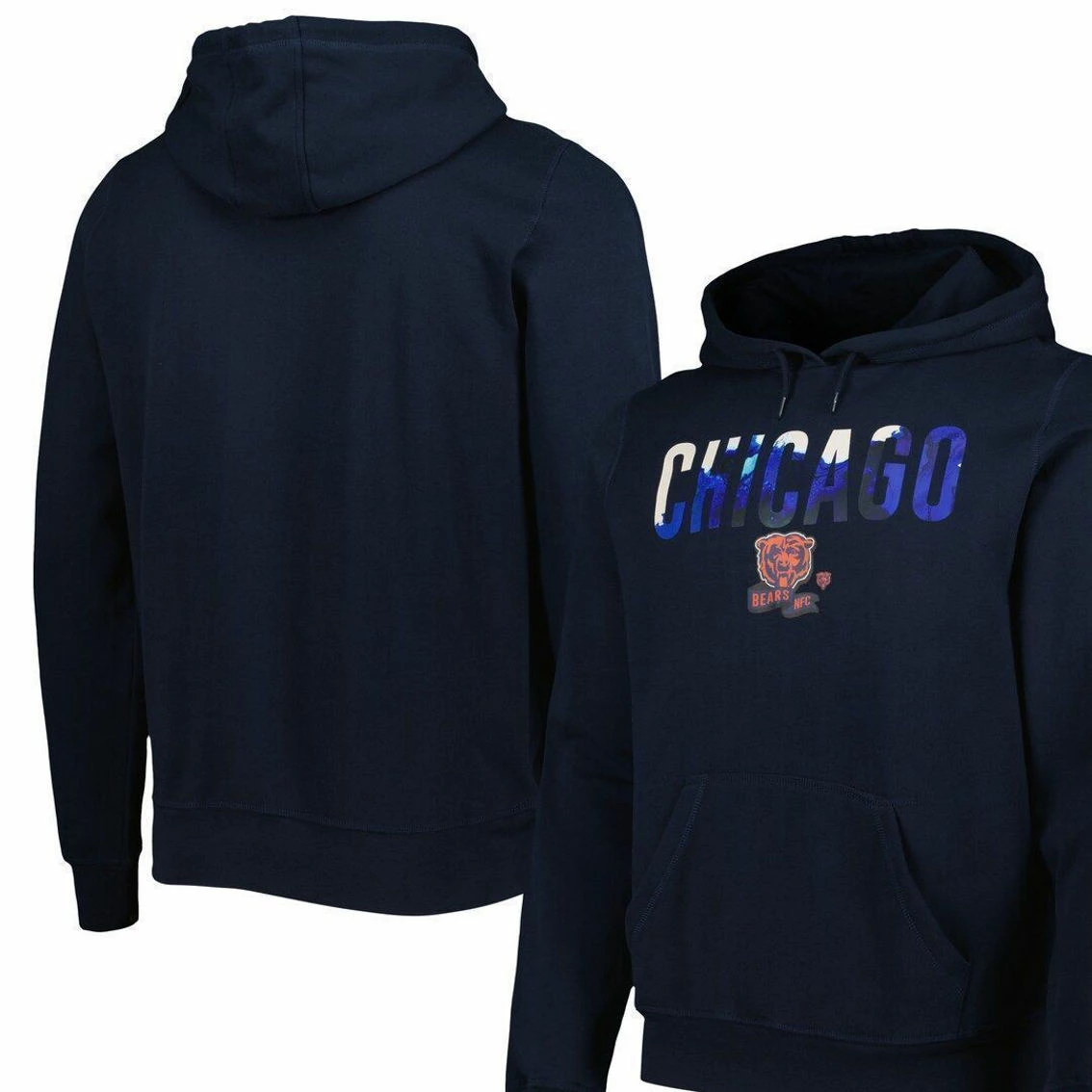 New Era Men's Navy Chicago Bears Ink Dye Pullover Hoodie 4 New Era Men's Navy Chicago Bears Ink Dye Pullover Hoodie - Image 2