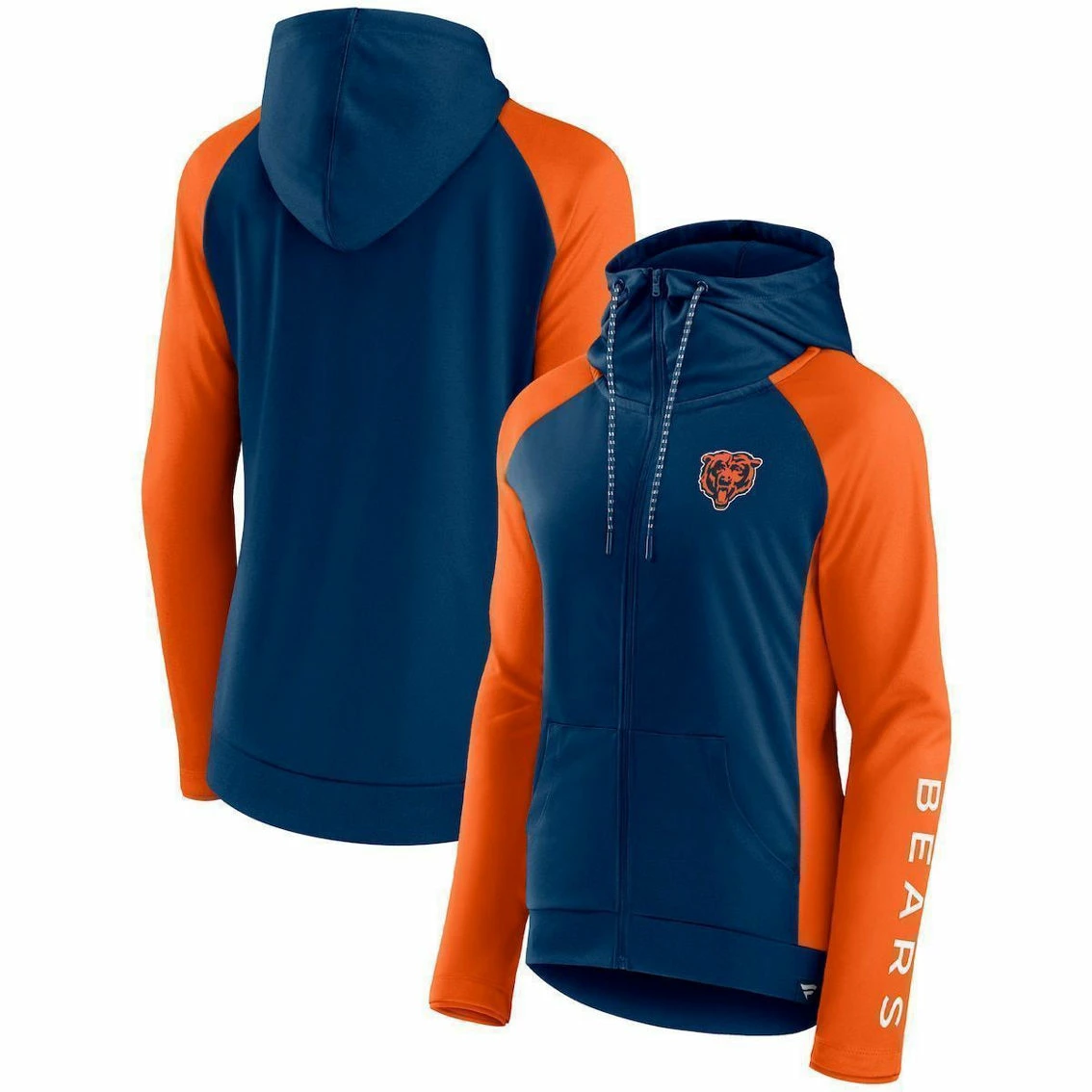 Fanatics Branded Women's Navy/Orange Chicago Bears End Around Raglan Full-Zip Hoodie 4 Fanatics Branded Women's Navy/Orange Chicago Bears End Around Raglan Full-Zip Hoodie - Image 2