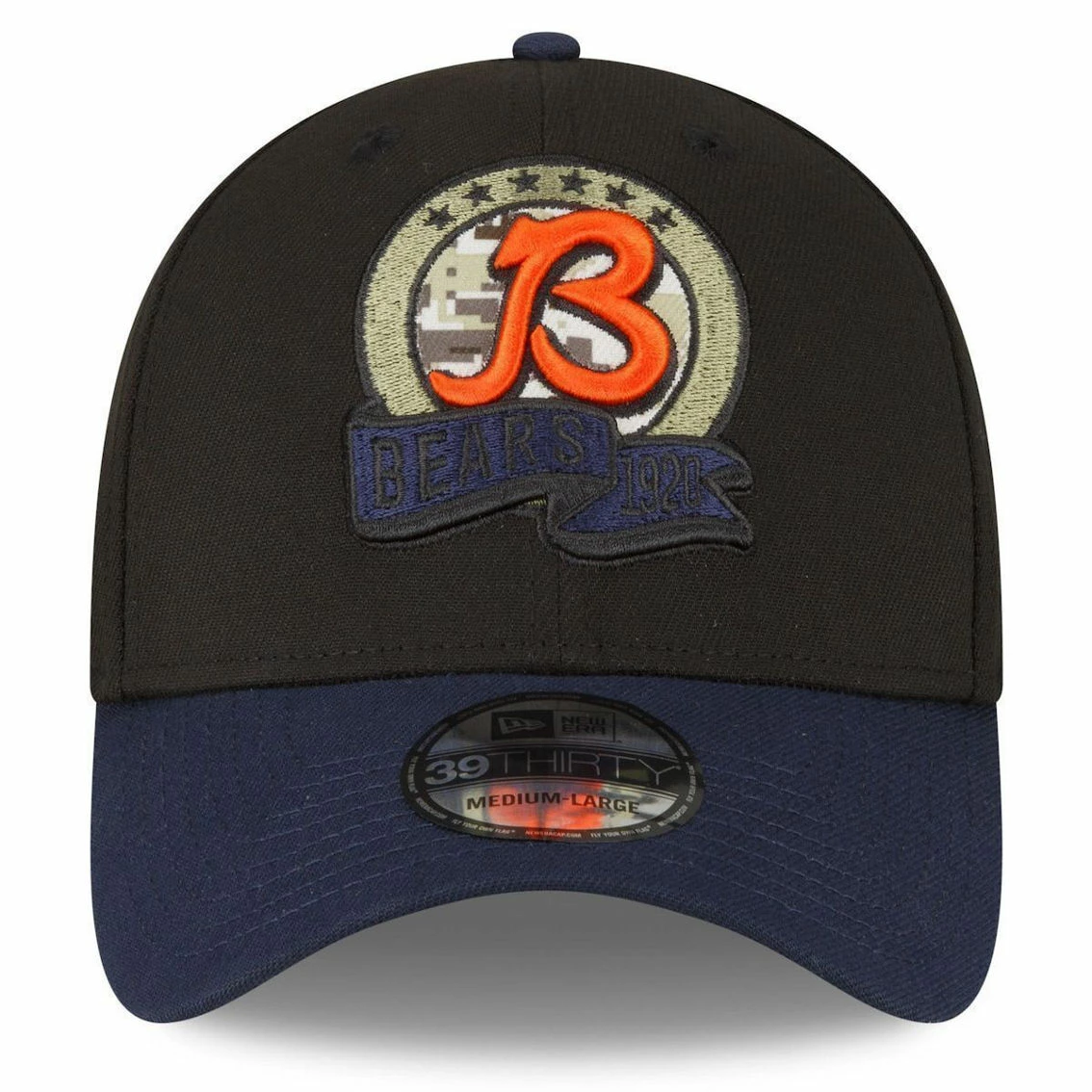 New Era Men's Black/Navy Chicago Bears 2022 Salute To Service 39THIRTY Flex Hat 5 New Era Men's Black/Navy Chicago Bears 2022 Salute To Service 39THIRTY Flex Hat - Image 3