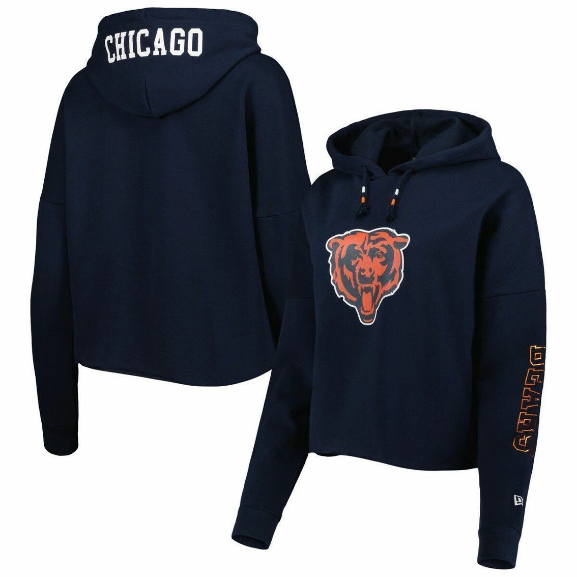 New Era Women's Navy Chicago Bears Foil Sleeve Pullover Hoodie 4 New Era Women's Navy Chicago Bears Foil Sleeve Pullover Hoodie - Image 2