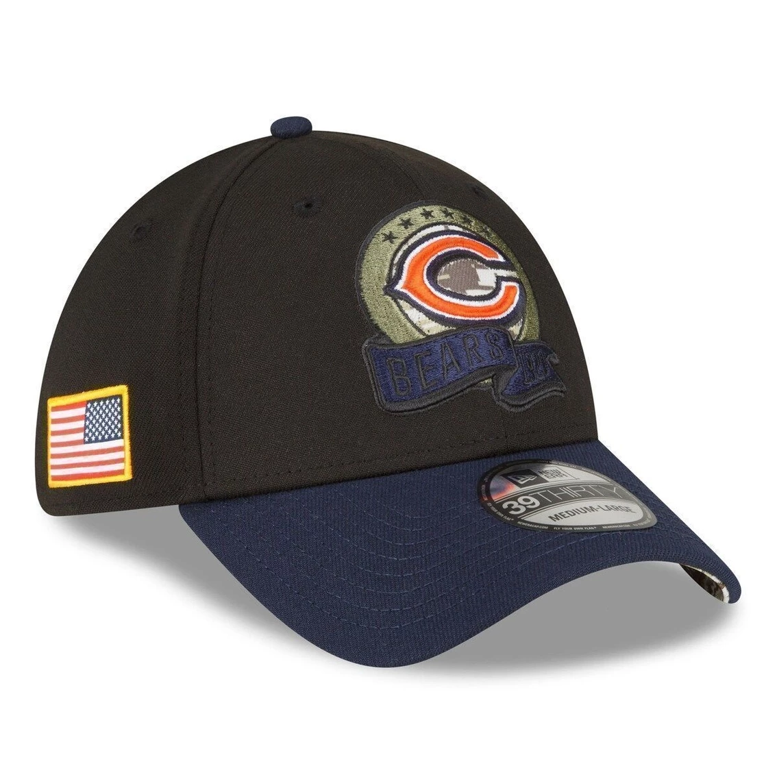 New Era Men's Black/Navy Chicago Bears 2022 Salute To Service 39THIRTY Flex Hat 3 New Era Men's Black/Navy Chicago Bears 2022 Salute To Service 39THIRTY Flex Hat