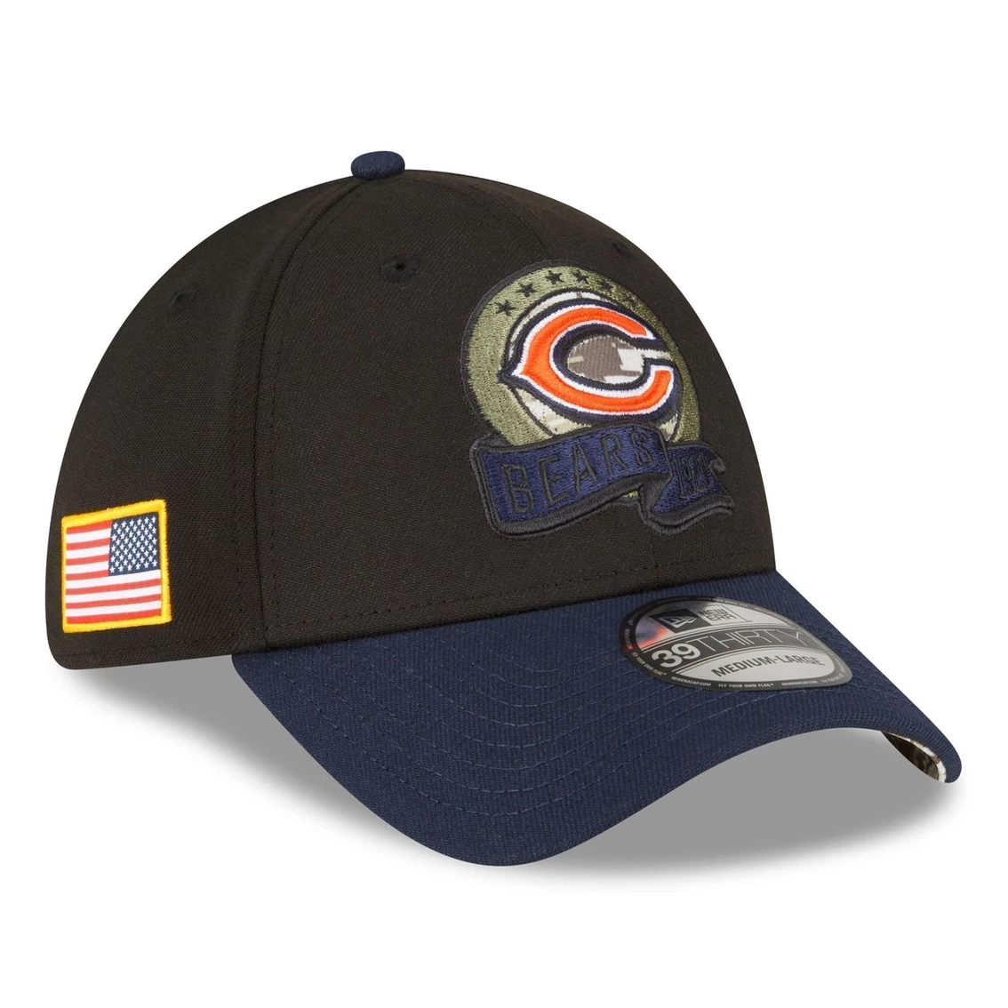 New Era Men's Black/Navy Chicago Bears 2022 Salute To Service 39THIRTY Flex Hat 4 New Era Men's Black/Navy Chicago Bears 2022 Salute To Service 39THIRTY Flex Hat - Image 2