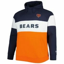 Men's New Era Navy/Orange Chicago Bears Big & Tall Current Team Colorblock Fleece Raglan Pullover Hoodie -Fanatics DSCO1150500716 ANGEBL ALT2
