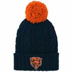 Outerstuff Girls Youth Navy Chicago Bears Team Cable Cuffed Knit Hat With Pom