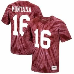 Mitchell & Ness Men's Joe Montana Scarlet San Francisco 49ers Tie-Dye Retired Player Name & Number T-Shirt