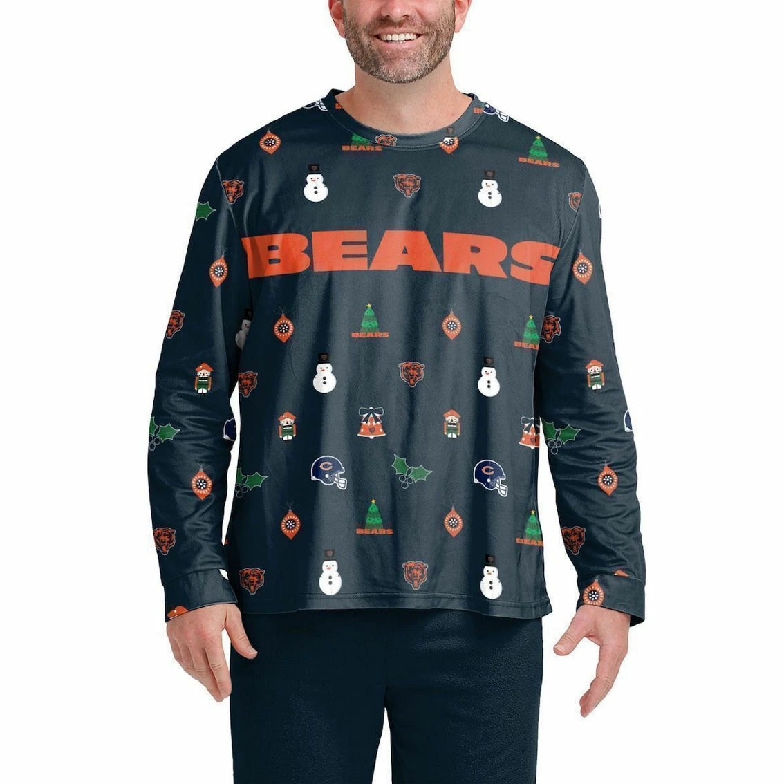 FOCO Men's Navy Chicago Bears Ugly Sweater Long Sleeve T-Shirt 4 FOCO Men's Navy Chicago Bears Ugly Sweater Long Sleeve T-Shirt - Image 2