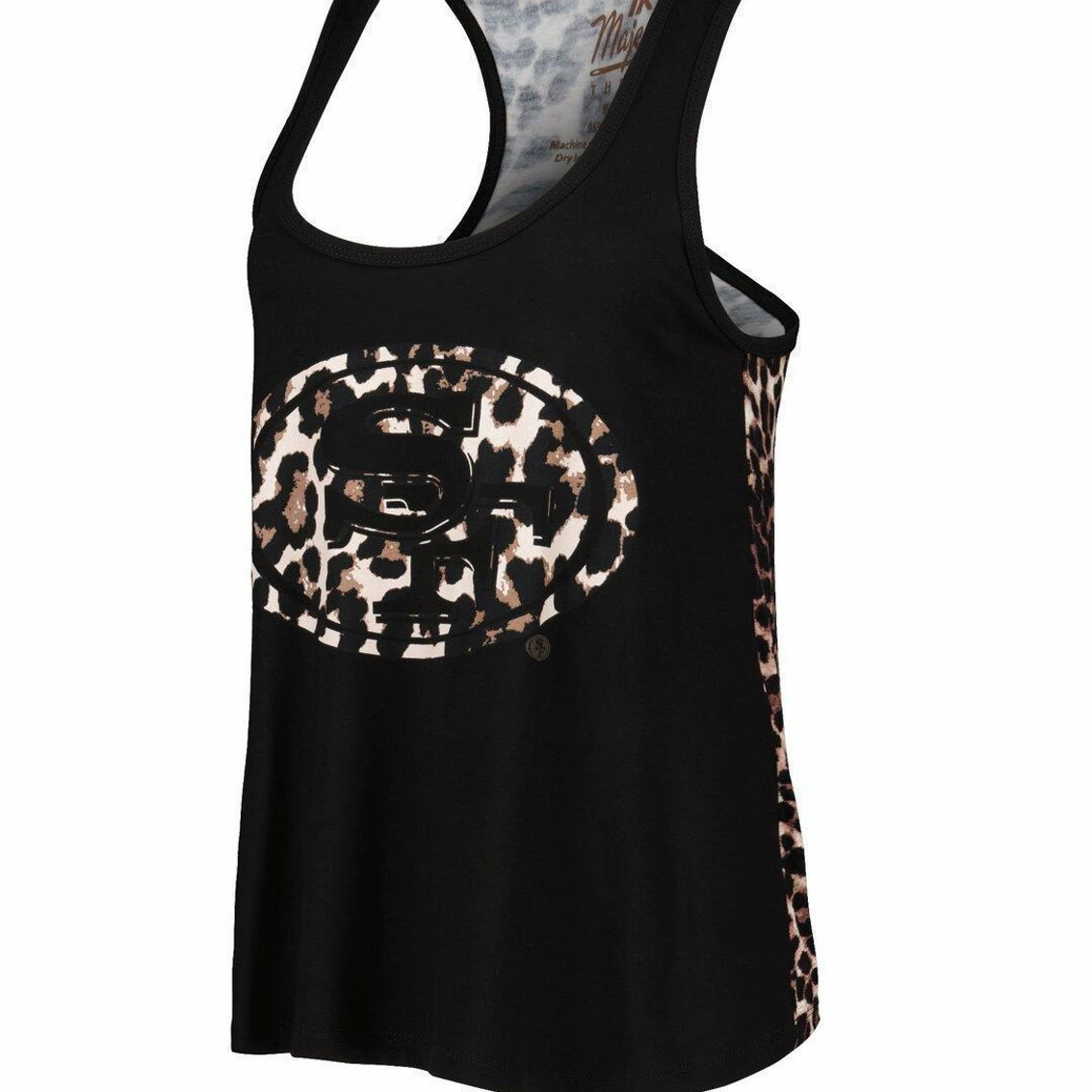 Majestic Threads Women's Threads Black San Francisco 49ers Leopard Racerback Tank Top 5 Majestic Threads Women's Threads Black San Francisco 49ers Leopard Racerback Tank Top - Image 3