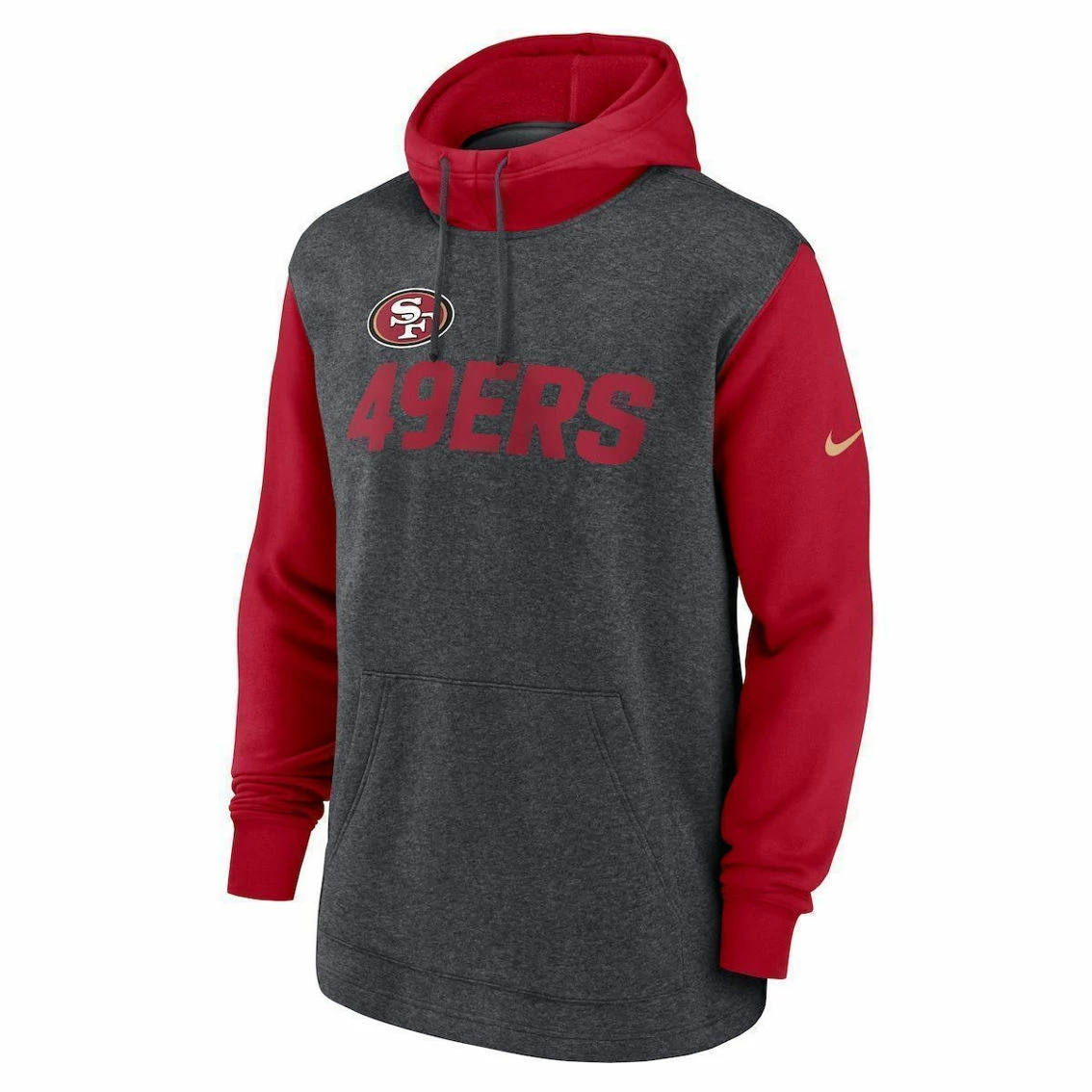 Nike Men's Heathered Charcoal/Scarlet San Francisco 49ers Surrey Legacy Pullover Hoodie 5 Nike Men's Heathered Charcoal/Scarlet San Francisco 49ers Surrey Legacy Pullover Hoodie - Image 3