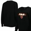 Cuce Women's Black Chicago Bears Sequin Logo V-Neck Pullover Sweatshirt