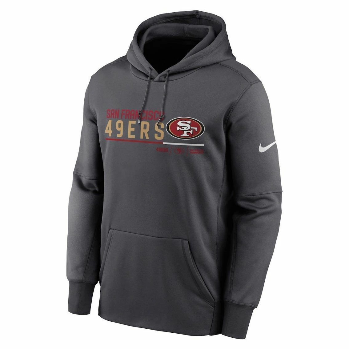 Nike Men's Anthracite San Francisco 49ers Prime Logo Name Split Pullover Hoodie 5 Nike Men's Anthracite San Francisco 49ers Prime Logo Name Split Pullover Hoodie - Image 3