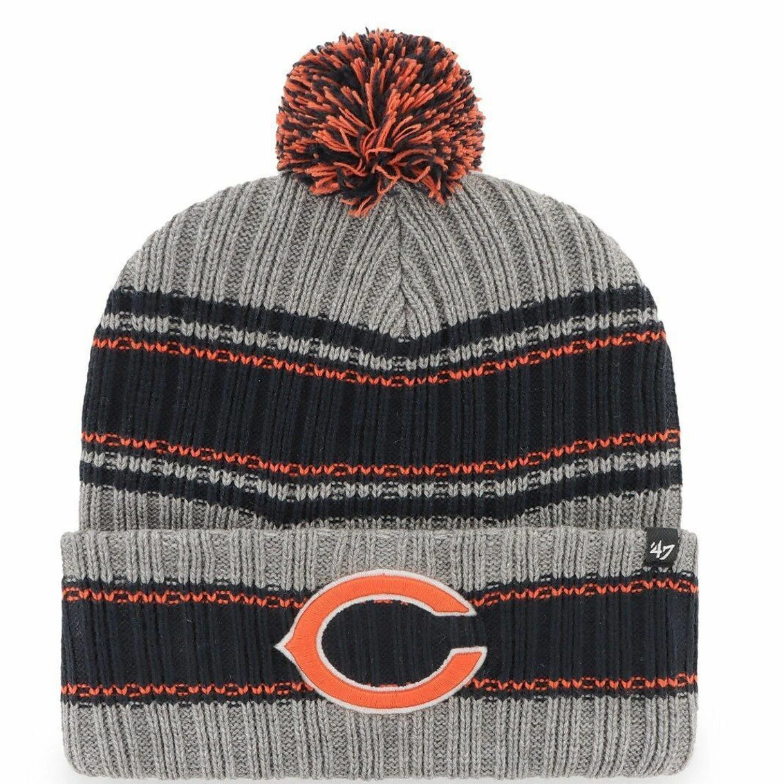 Men's '47 Graphite Chicago Bears Rexford Cuffed Knit Hat With Pom 3 Men's '47 Graphite Chicago Bears Rexford Cuffed Knit Hat With Pom