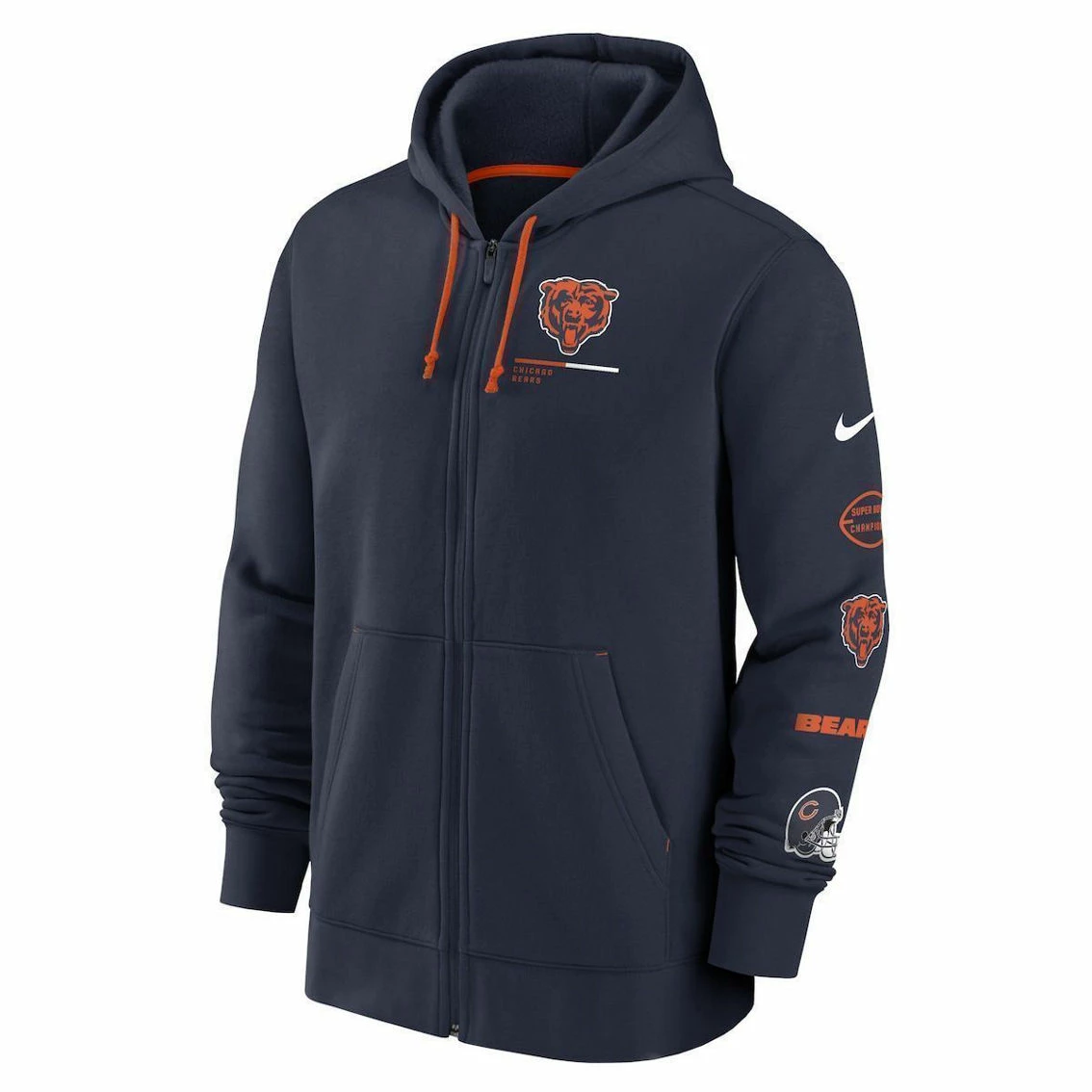 Men's Nike Navy Chicago Bears Surrey Full-Zip Hoodie 5 Men's Nike Navy Chicago Bears Surrey Full-Zip Hoodie - Image 3