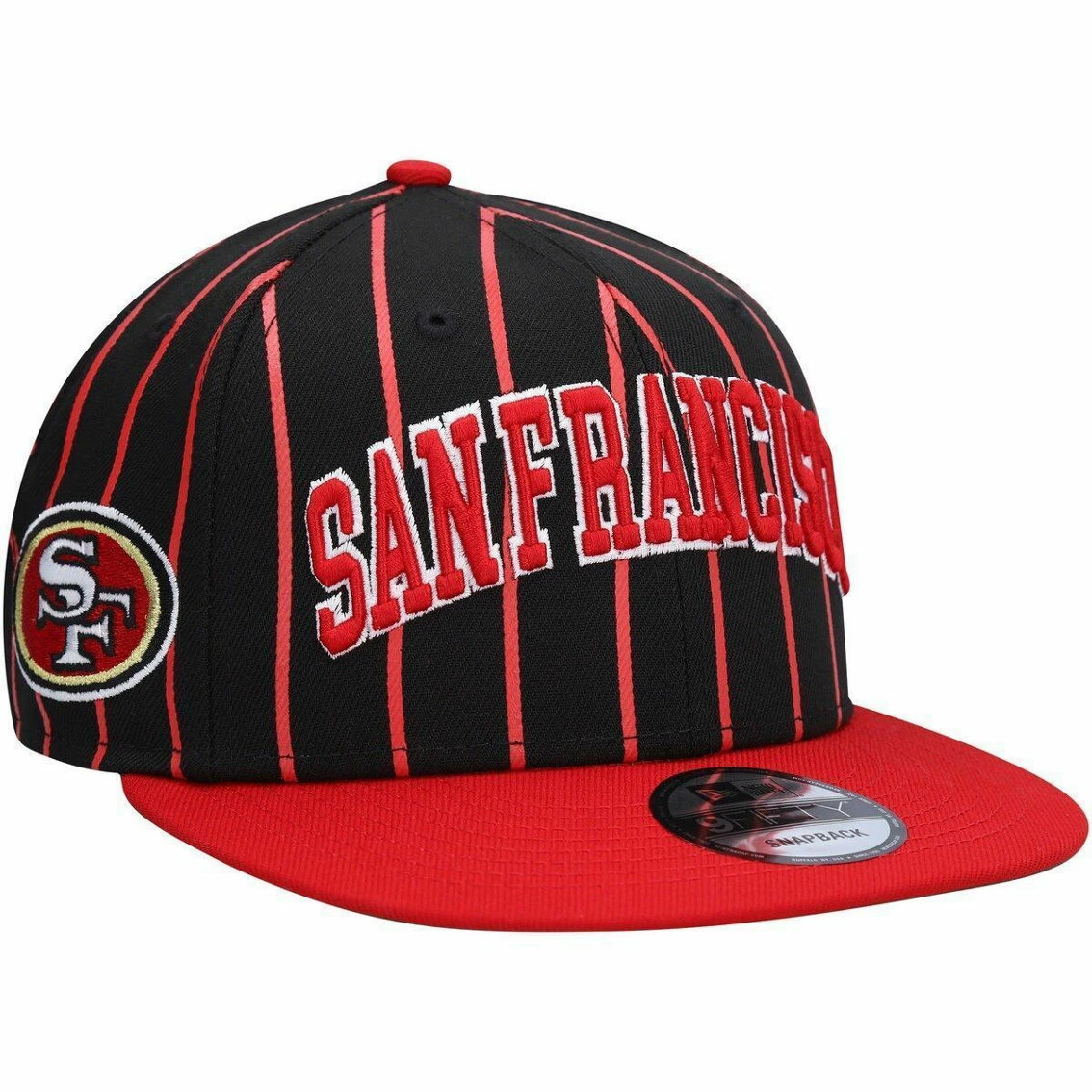 New Era Men's Black/Scarlet San Francisco 49ers Pinstripe City Arch 9FIFTY Snapback Hat 4 New Era Men's Black/Scarlet San Francisco 49ers Pinstripe City Arch 9FIFTY Snapback Hat - Image 2