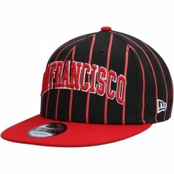 New Era Men's Black/Scarlet San Francisco 49ers Pinstripe City Arch 9FIFTY Snapback Hat 9 New Era Men's Black/Scarlet San Francisco 49ers Pinstripe City Arch 9FIFTY Snapback Hat -Fanatics DSCO1151478395 1007 ALT3