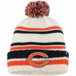 '47 Youth Cream Chicago Bears Driftway Cuffed Knit With Pom