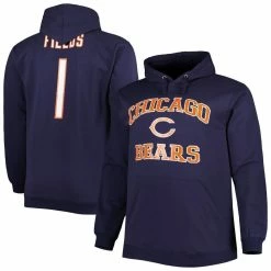 Profile Men's Justin Fields Navy Chicago Bears Big & Tall Fleece Name & Number Pullover Hoodie