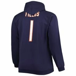Profile Men's Justin Fields Navy Chicago Bears Big & Tall Fleece Name & Number Pullover Hoodie -Fanatics DSCO1151840447 1320 ALT3