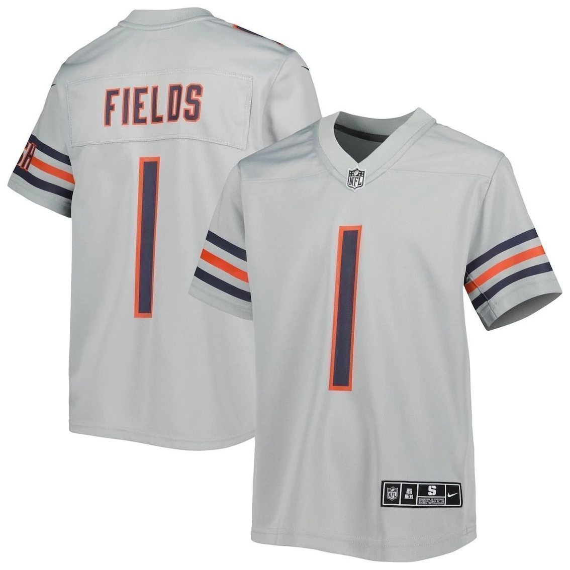 Nike Youth Justin Fields Gray Chicago Bears Inverted Game Jersey 4 Nike Youth Justin Fields Gray Chicago Bears Inverted Game Jersey - Image 2