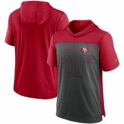Nike Men's Heathered Charcoal/Scarlet San Francisco 49ers Performance Hoodie T-Shirt -Fanatics DSCO1151958195 4135 ALT1