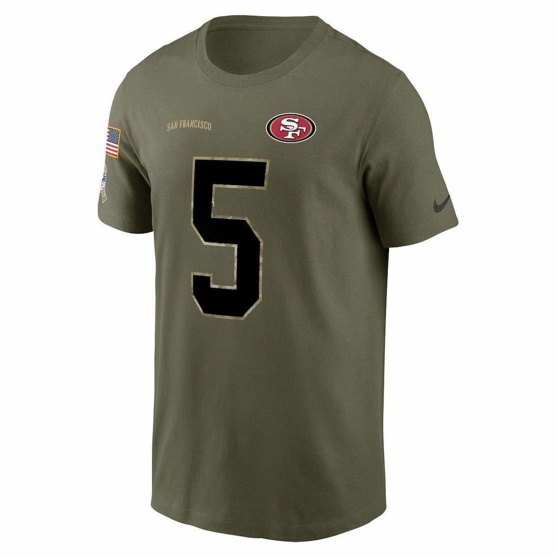 Nike Men's Trey Lance Olive San Francisco 49ers 2022 Salute To Service Name & Number T-Shirt 5 Nike Men's Trey Lance Olive San Francisco 49ers 2022 Salute To Service Name & Number T-Shirt - Image 3