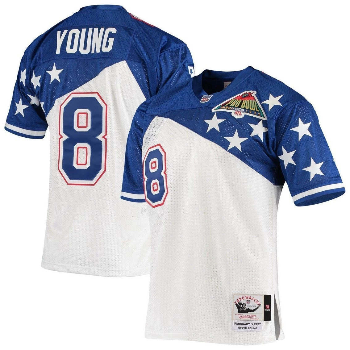 Mitchell & Ness Men's Steve Young White/Blue NFC 1994 Pro Bowl Authentic Jersey 4 Mitchell & Ness Men's Steve Young White/Blue NFC 1994 Pro Bowl Authentic Jersey - Image 2